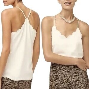 J Crew Scalloped Cami Tank Ivory